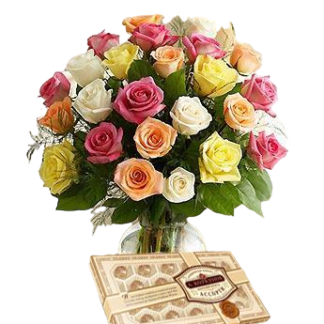 25 colorful roses with chokolates | Flower Delivery Almetyevsk