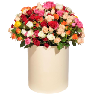 Mixed roses in a hatbox | Flower Delivery Almetyevsk