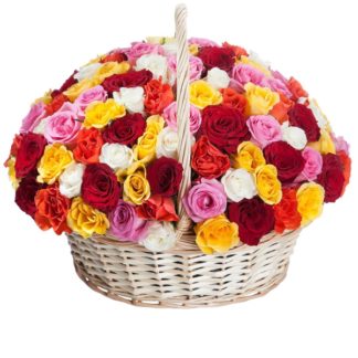 51 colorful roses in the basket | Flower Delivery Almetyevsk